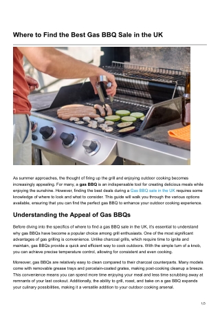 Where to Find the Best Gas BBQ Sale in the UK