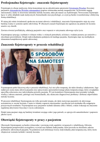 Naturopatia - Specjalistyczna fizjoterapia - znaczenie fizjoterapeuty