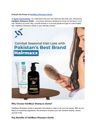 Unleash the Power of HairMaxx Shampoo (Gold)