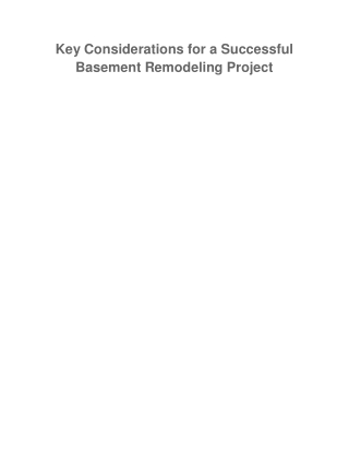 Key Considerations for a Successful Basement Remodeling Project