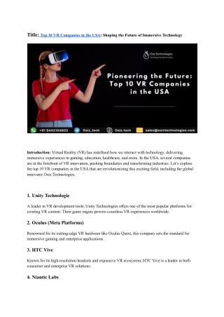 Title_ Top 10 VR Companies in the USA_ Shaping the Future of Immersive Technology