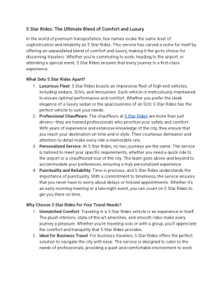 5 Star Rides_ The Ultimate Blend of Comfort and Luxury