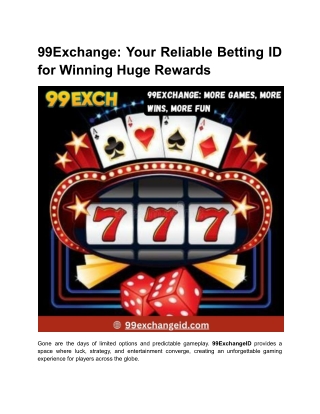 99Exchange_ Your Reliable Betting ID for Winning Huge Rewards