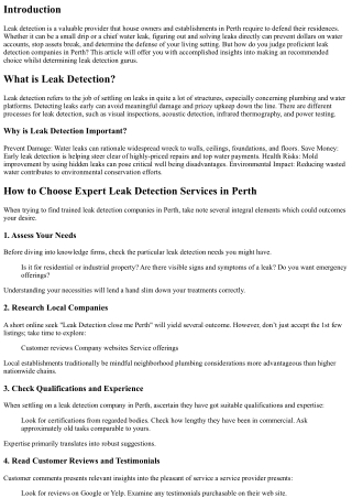 How to Choose Expert Leak Detection Services in Perth