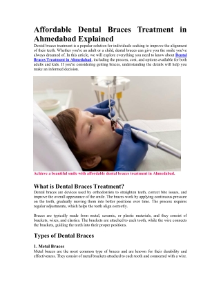 Affordable Dental Braces Treatment in Ahmedabad Explained