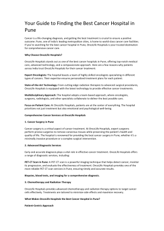 Minimally Invasive Cancer Surgery in Pune | Oncolife