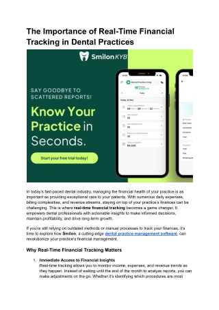 The Importance of Real-Time Financial Tracking in Dental Practices