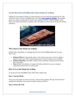 Get the Most Flavorful BBQ with Cedar Planks for Grilling