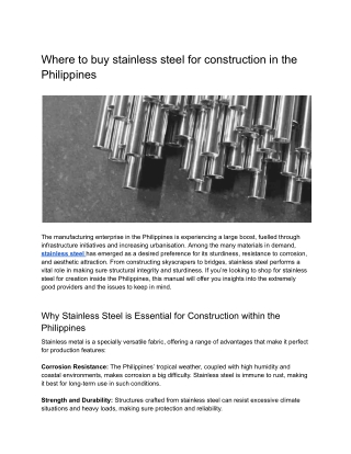 Where to buy stainless steel for construction in the Philippines