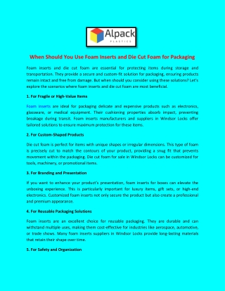 When Should You Use Foam Inserts and Die Cut Foam for Packaging