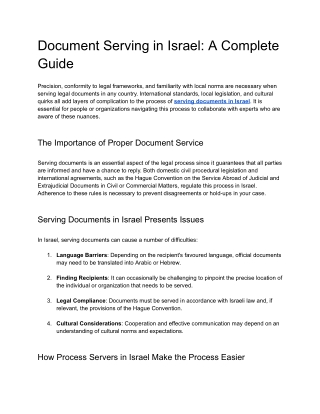 Serving Documents in Israel