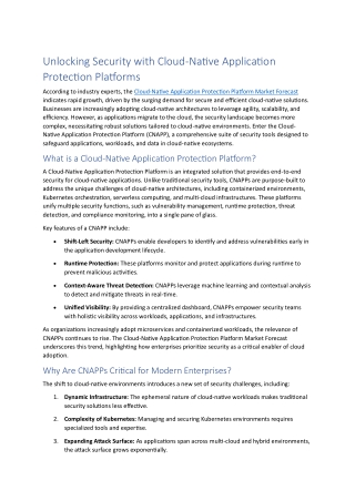 Unlocking Security with Cloud-Native Application Protection Platforms