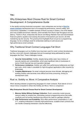 Why Enterprises Must Choose Rust for Smart Contract Development?