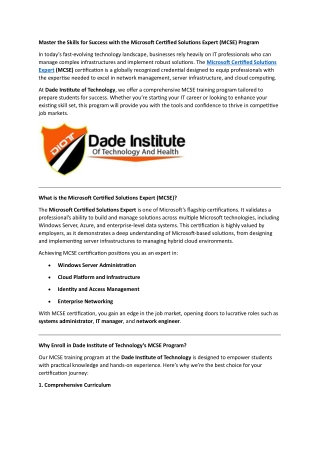 Master the Skills for Success with the Microsoft Certified Solutions Expert