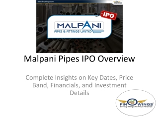 Malpani Pipes IPO GMP, Date, Price & All Details