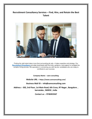 Recruitment Consultancy Services – Find, Hire, and Retain the Best Talent