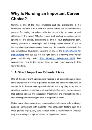 Nursing an Important Career Choice