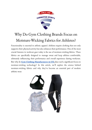 Why Do Gym Clothing Brands Focus on Moisture-Wicking Fabrics for Athletes_