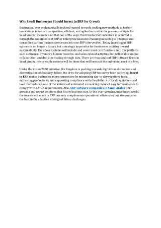 Why Saudi Businesses Should Invest in ERP for Growth