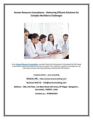 Human Resource Consultancy – Delivering Efficient Solutions for Complex Workforce Challenges