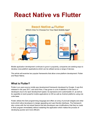 React Native vs Flutter