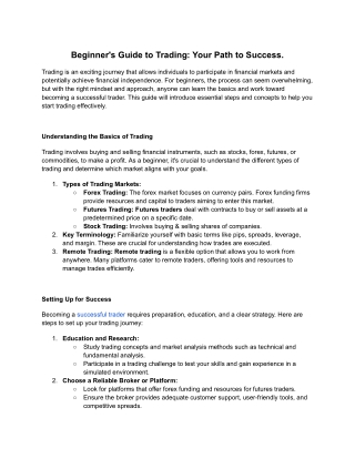 Beginner's Guide to Trading: Your Path to Success.