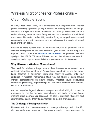 Wireless Microphones for Professionals – Clear, Reliable Sound