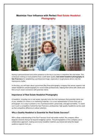 Maximize Your Influence with Perfect Real Estate Headshot Photography