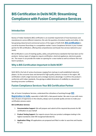 BIS Certification in Delhi NCR
