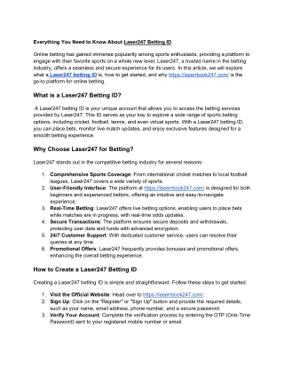 Laser247 Betting ID: Secure Access to Online Betting