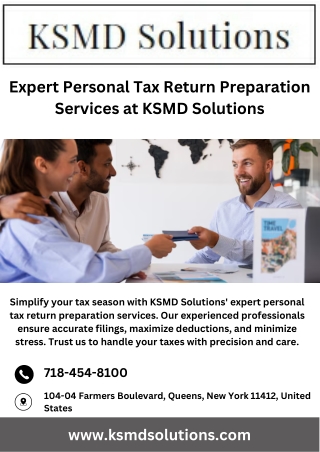 Expert Personal Tax Return Preparation Services at KSMD Solutions