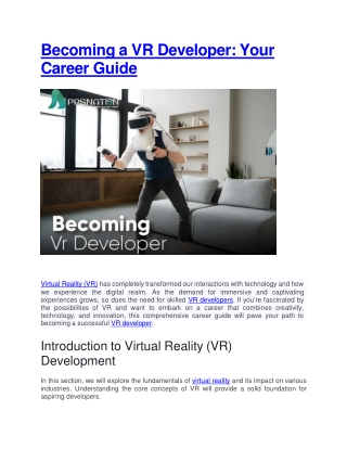 Becoming a VR Developer Your Career Guide