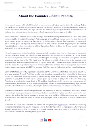 Sahil Pandita ProMiller: Leading Innovation and Growth in Hotel Management