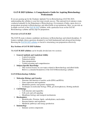 GAT-B 2025 Syllabus: A Comprehensive Guide for Aspiring Biotechnology Profession