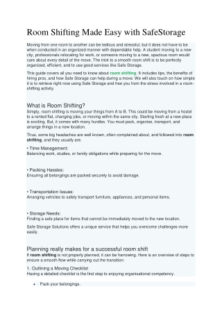 Room Shifting Made Easy with SafeStorage