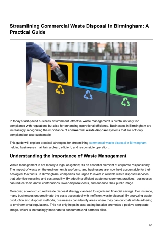 Streamlining Commercial Waste Disposal in Birmingham A Practical Guide