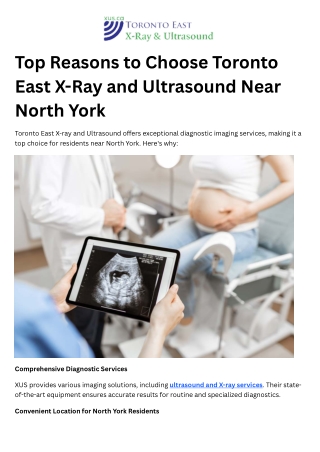 Top Reasons to Choose Toronto East X-Ray and Ultrasound Near North York
