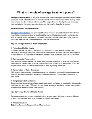 What is the role of sewage treatment plants