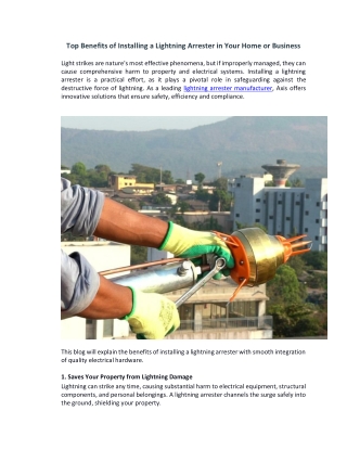 Top Benefits of Installing a Lightning Arrester in Your Home or Business_