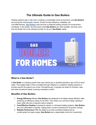 The Ultimate Guide to Gas Boilers