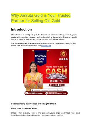 Why Amruta Gold is Your Trusted Partner for Selling Old Gold