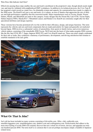 Wats Does Jdm Mean And Oem?