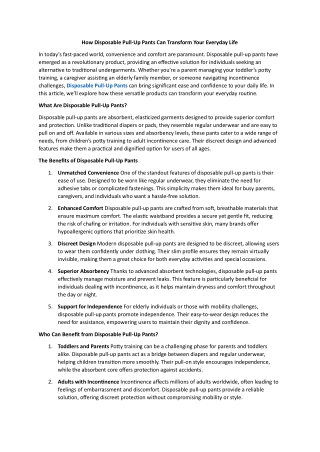 How Disposable Pull-Up Pants Can Transform Your Everyday Life