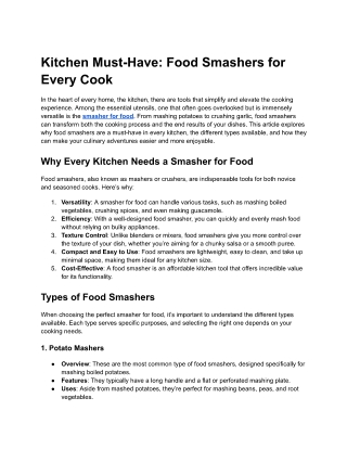 Food Smashers for Every Cook