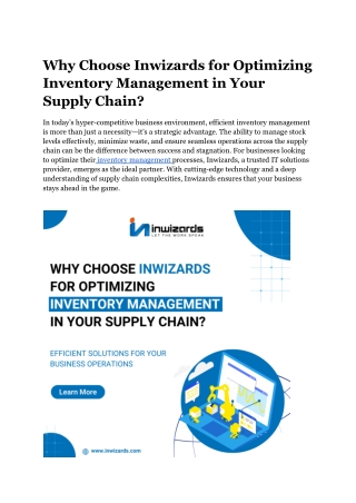 Why Choose Inwizards for Optimizing Inventory Management in Your Supply Chain