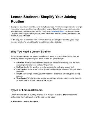 Lemon Strainers-Simplify Your Juicing Routine