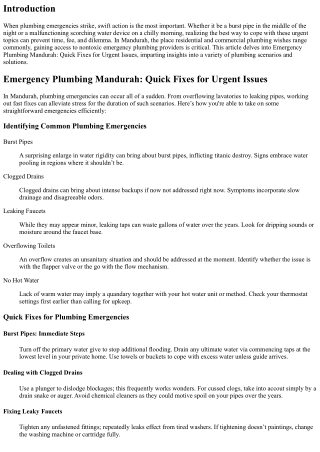 Emergency Plumbing Mandurah: Quick Fixes for Urgent Issues