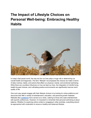 The Impact of Lifestyle Choices on Personal Well-being_ Embracing Healthy Habits