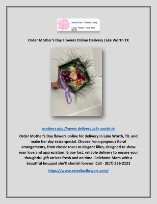 Order Mother's Day Flowers Online Delivery Lake Worth TX