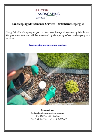 Landscaping Maintenance Services  Britishlandscaping.ae